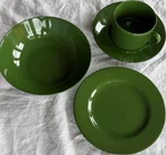 Tait Uno Green 4PC Dish Set Plate Bowl Cup Saucer Glossy Emilio Bergamin 1979. Fixed Price $88.79.