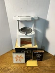 Vintage Popeil Veg-o-matic Slicer Dicer Complete Box 3 Blades Manual Sharpener. Fixed Price $42.99.