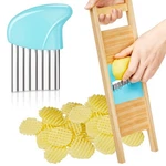 2 Pcs Wave Waffle Crinkle Cutter Set Stainless Steel French Fry For Po.... Fixed Price $13.63.