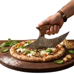 Damascus Steel Ulu Knife Handmade Alaskan Chef Pizza Cutter Wood Handle + Sheath. Fixed Price $28.70.