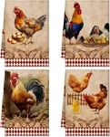 4 Pcs Kitchen Towels Easter Chicken Egg Dish Farmhouse Vintage Rusti. Fixed Price $15.99.