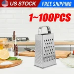 Kitchen Stainless Steel 4-SIDED Box Food Grater Vegetable Cheese Slicer Shredder. Fixed Price $297.01.
