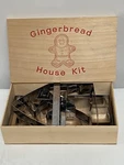 Lillian Vernon Gingerbread House Cookie Cutter Set Wooden Box. Fixed Price $17.95.