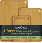 Wood Cutting For Kitchen - Reversible Bamboo Boards Gift Set Of 3. Fixed Price $29.90.