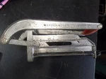 Vintage Ekco French Fry Potato Cutter Heavily Block Tinned Red Wooden Handle. Fixed Price $8.99.