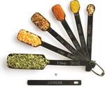 2LBDEPOT Black Measuring Spoons Set Of 7 Long Handle Design Fits Into Spice Jar. Fixed Price $11.01.