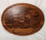 Bodum Dansk Nissen Denmark Oval Teak Wood Sloped Serving Board 19"X15". Fixed Price $69.00.