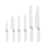 Beautiful 6 Piece Stainless Steel Knife Set White Icing With Gold Accent. Fixed Price $32.01.