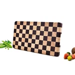 Wood Cutting Butcher Block Checkerboard Pattern Handles 15X8 Inch Meat. Fixed Price $54.00.