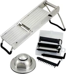 Winware Stainless Steel Mandoline Slicer Set With Protective Hand Guard. Fixed Price $149.99.