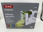 Oxo Tabletop Spiralizer W/ 3 Steel Interchangeable Blades, Creates Noodles, New. Fixed Price $34.88.