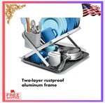 2-TIER Good Grips Aluminum Fold Flat Dish Drying Rack With Drainboard. Fixed Price $121.64.