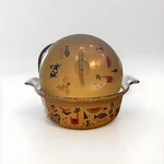 Descoware Robert Markley Yellow Enamel Casserole Cast Iron Belgium 17-D 22 Fe. Fixed Price $41.99.