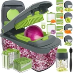 Ourokhome Veggie Chopper And Dicer With Container, Manual 12 Blades, Green. Fixed Price $53.99.
