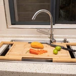Defined Deco Over The Sink Cutting Board, Kitchen 23.8"L X 12.5"W, Wood Color. Fixed Price $70.76.