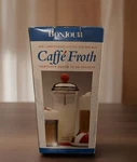 Bonjour Manual Milk Frother, Stainless Steel And Coffee Glass Carafe Monet. Fixed Price $25.00.