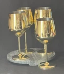 Set Of 4 Stainless Steel Wine Glass 18OZ Gold Tone 8" Arora Barware. Fixed Price $44.95.