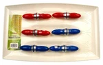 Corn Serving Platter 6 Sets Skewers 7 Pc Red White Blue Hutzler Bradshaw. Fixed Price $9.79.