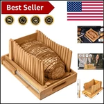 Bamboo Bread Slicer With Crumb Tray - Perfect For Homemade Loaves & Bagels. Fixed Price $47.95.