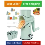 Cheese Grater Hand Crank Vegetable Slicer 5-IN-1 Rotary Mandoline Chopper W.... Fixed Price $44.06.