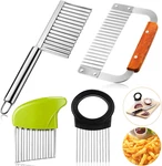 4 Pieces Wavy Chopper Set Crinkle Chip Stainless Steel Potato Fru. Fixed Price $20.46.