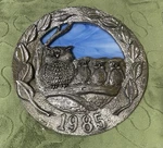 Vtg Michael Ricker 1985 Annual Plate Pewter Blue Stained Glass Owls Box. Fixed Price $27.50.