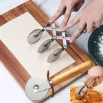 Mtomdy 3-WHEEL Pastry Knife Dough Cutter Wooden Handle Pizza Wheelspag. Fixed Price $54.59.