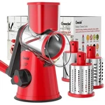 Geedel Rotary Grater & Mandoline Slicer, 3 Blades, Easy Clean. Fixed Price $25.47.