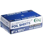 Choice 9" 10 3/4" Blue Striped Food Service Interfolded Foil Pop Up - 500/BOX. Fixed Price $78.29.
