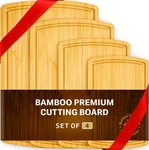 Bamboo Cutting Boards Set W/ Deep Juice Grooves - 4 Sizes, Kitchen Gift. Fixed Price $72.11.