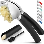 Garlic Crusher, Ergonomic Handle,stainlesssteel Mincer,with Cleaning Brush,black. Fixed Price $29.98.