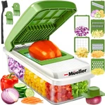 Mueller Vegetable Chopper, Mandoline Slicer, Food 6 Blade, White Sand/green. Fixed Price $39.53.