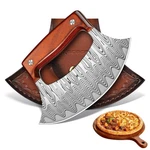 Rococo Pizza Cutter Ulu Knife Full Tang Mezzaluna Rocker Chopper With Sheath. Fixed Price $179.96.