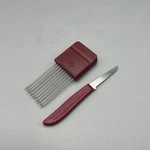 Pampered Chef Hold 'n Slice #1102 & Quick Cut Paring Knife Cranberry Maroon Lot. Fixed Price $18.99.