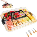 3X Charcuterie Board W/lid & Handle - Portable Travel Design Bamboo Cheese. Fixed Price $76.25.