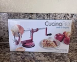 Cucinapro Apple Peeler/corer/slicer Red Chrome Cast Iron Manual Suction Base. Fixed Price $18.58.