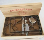 Lillian Vernon Gingerbread House Cookie Cutter Set Wooden Box. Fixed Price $23.00.