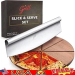 Pizza Cutting Board Set Stainless Steel Rocker Blade Slicer Kitchen Tool New. Fixed Price $27.33.