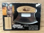 Tongass Trading Co Ulu Alaska Knife Stainless Steel Oak Handle W/stand. Fixed Price $15.30.