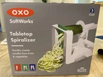 New Oxo Good Grips 3-BLADE Tabletop Spiralizer With Stronghold Suction, White. Fixed Price $23.00.