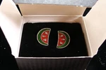 Vtg Avon - Springtime Delight Pierced Earrings Watermelon Orig Box Nos. Fixed Price $7.99.