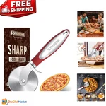 Stainless Steel Pizza Cutter Wheel - Elegant Red Design & Ergonomic Grip. Fixed Price $9.79.