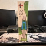 Lava 14.5IN Lamp Classic Silver Base Blue Liquid Green Wax 25W. Fixed Price $25.00.