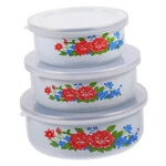 3-PIECE Enamel Set With Lids 4.72IN Food Storage For Salad Prep Mi.... Fixed Price $23.93.