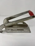 Vintage French Fry Cutter Potato Chipper - Red Wood Handle Retro Kitchen Decor. Fixed Price $17.99.