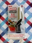 New Clever Cutter 2 1 Knife Cutting Board Scissors Chops & Slices Food. Fixed Price $6.00.