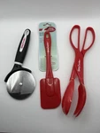 Betty Crocker Kitchen Utensil Bundle - Red Pizza Cutter Spatula And Salad Tongs. Fixed Price $11.99.