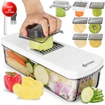 6-IN-1 Multi-functional Vegetable Mandoline Slicer With Container White. Fixed Price $49.85.