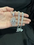 925 Sterling Silver Big Hamsa Hand Talisman Evil Eye Pendant & Curb Chain 24 30. Fixed Price $600.00.