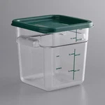Vigor 4 Qt. Clear Square Polycarbonate Food Storage Container And Green Lid 6/PK. Fixed Price $46.49.